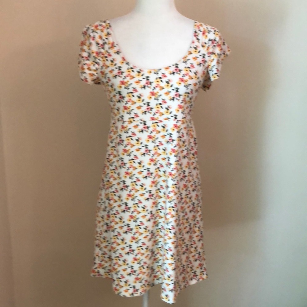 UO Lora Short Sleeve Mini Frock Dress